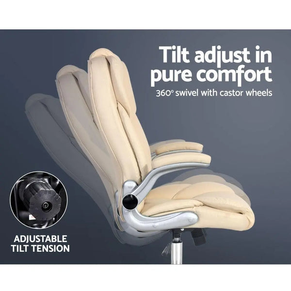 Artiss PU Leather Executive Office Desk Chair - Beige Deals499