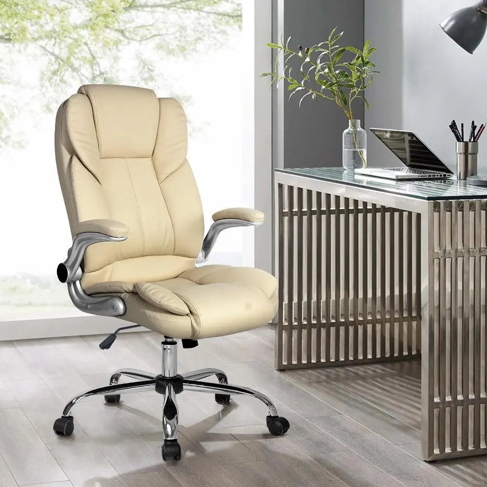 Artiss PU Leather Executive Office Desk Chair - Beige Deals499