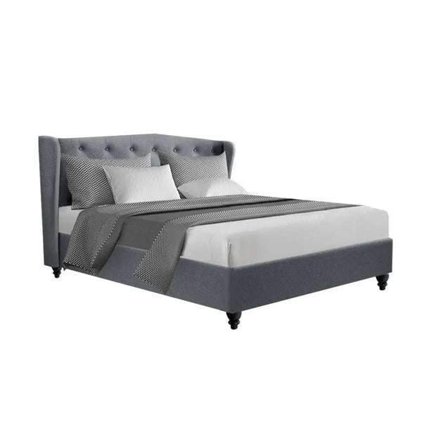 Artiss Pier Bed Frame Fabric - Grey Double Deals499