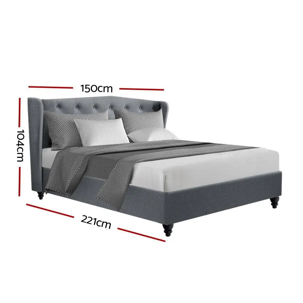 Artiss Pier Bed Frame Fabric - Grey Double Deals499