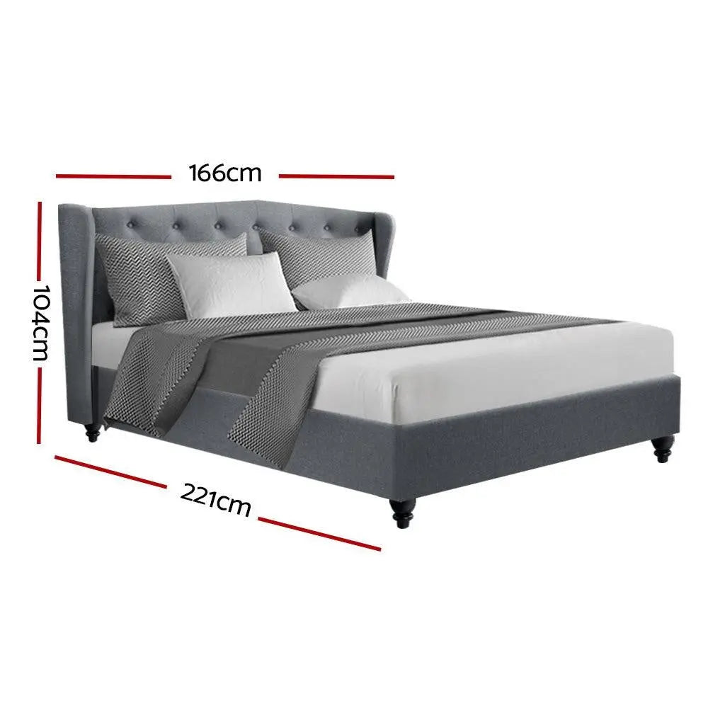 Artiss Pier Bed Frame Fabric - Grey Queen Deals499