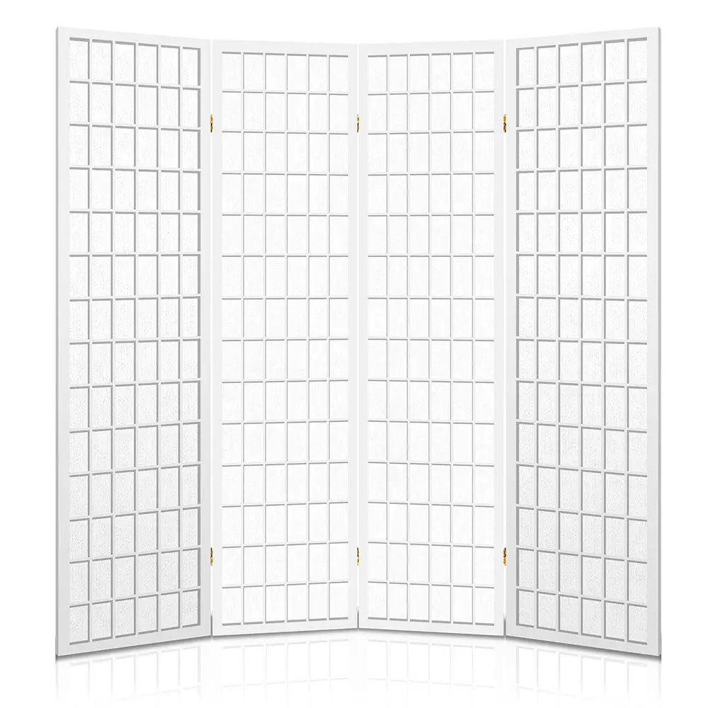 Artiss Room Divider Screen Wood Timber Dividers Fold Stand Wide White 4 Panel Deals499