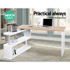 Artiss Rotary Corner Desk with Bookshelf - Brown & White Deals499