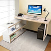 Artiss Rotary Corner Desk with Bookshelf - Brown & White Deals499