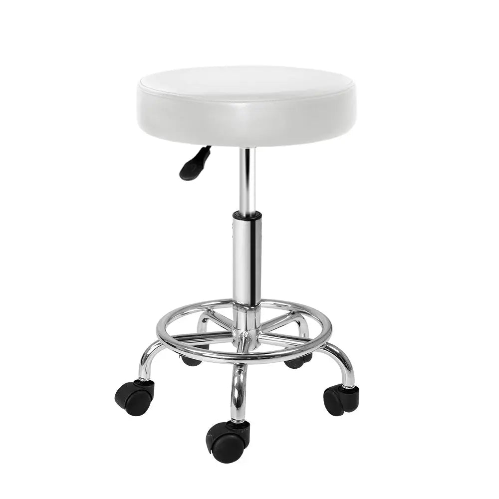 Artiss Round Chair Stools Salon Stool White Swivel Beauty Barber Hairdressing Deals499