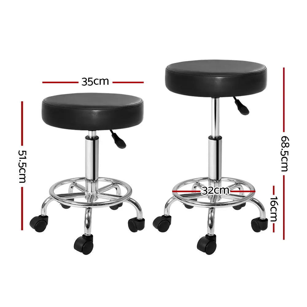 Artiss Round Salon Stool Black PU Swivel Barber Hair Dress Chair Hydraulic Lift Deals499