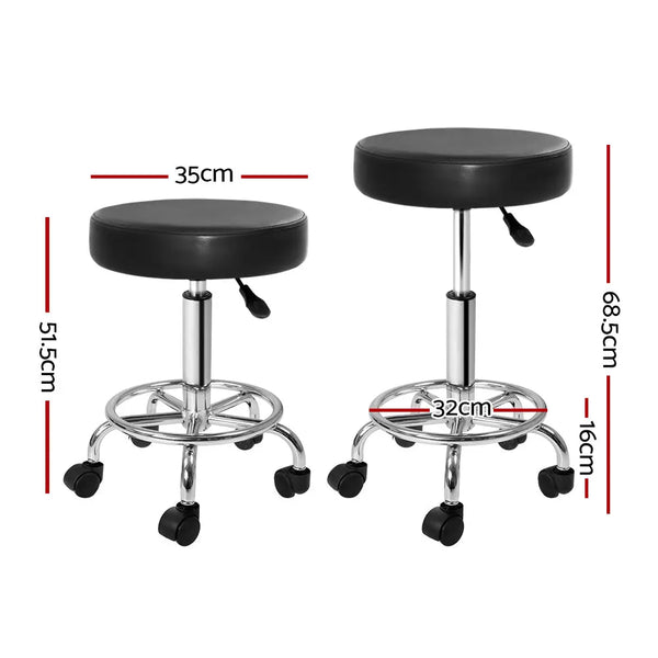 Artiss Round Salon Stool Black PU Swivel Barber Hair Dress Chair Hydraulic Lift Deals499