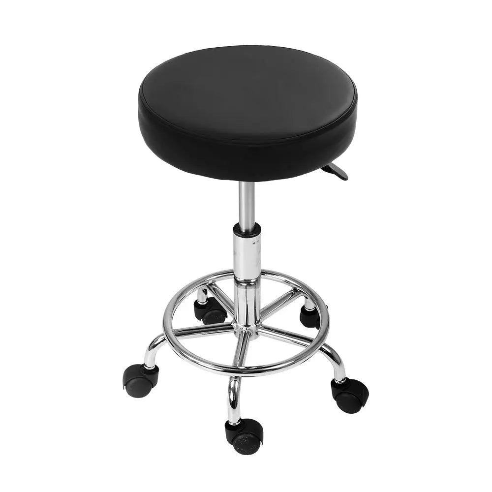 Artiss Round Salon Stool Black PU Swivel Barber Hair Dress Chair Hydraulic Lift Deals499
