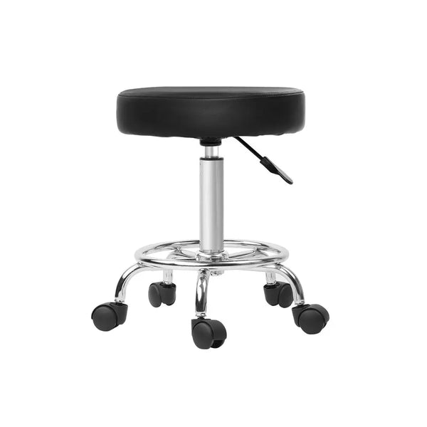 Artiss Round Salon Stool Black PU Swivel Barber Hair Dress Chair Hydraulic Lift Deals499