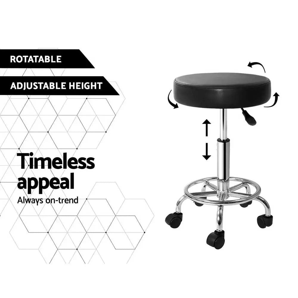 Artiss Round Salon Stool Black PU Swivel Barber Hair Dress Chair Hydraulic Lift Deals499