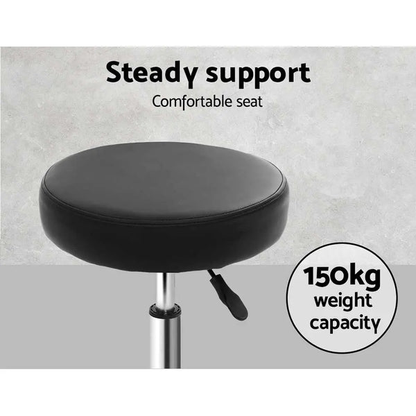 Artiss Round Salon Stool Black PU Swivel Barber Hair Dress Chair Hydraulic Lift Deals499