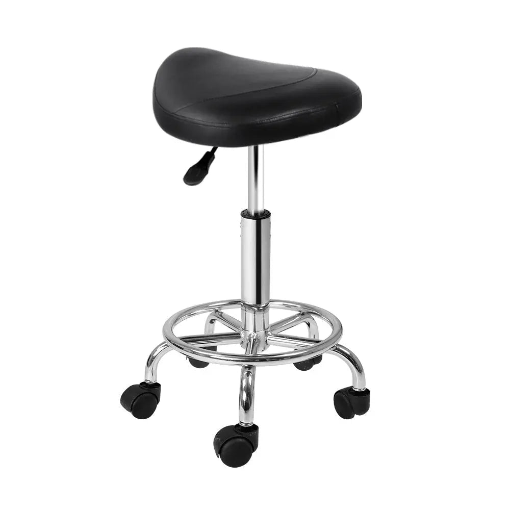 Artiss Saddle Salon Stool Black PU Swivel Barber Hair Dress Chair Hydraulic Lift Deals499