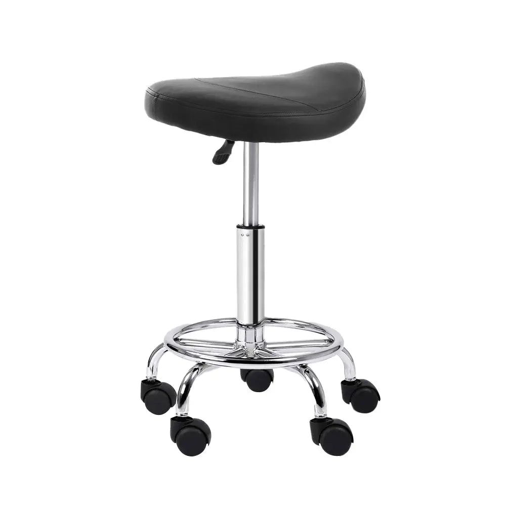 Artiss Saddle Salon Stool Black PU Swivel Barber Hair Dress Chair Hydraulic Lift Deals499