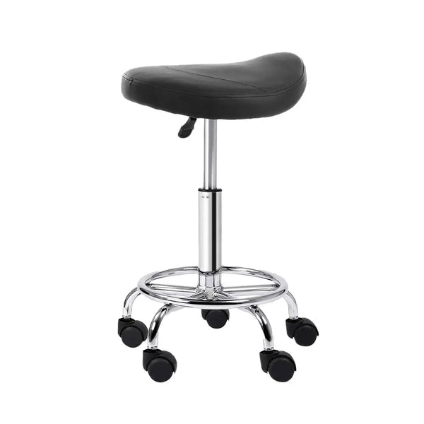 Artiss Saddle Salon Stool Black PU Swivel Barber Hair Dress Chair Hydraulic Lift Deals499