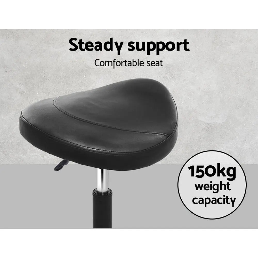 Artiss Saddle Stool Salon Chair Black Swivel Beauty Barber Hairdressing Gas Lift Deals499