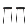 Artiss Set of 2 Backless PU Leather Bar Stools - Black and Wood Deals499