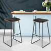 Artiss Set of 2 Backless PU Leather Bar Stools - Black and Wood Deals499