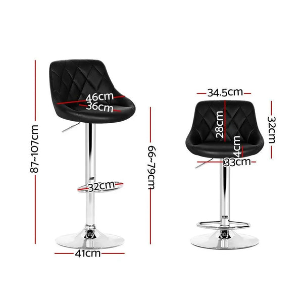 Artiss Set of 2 Bar Stools PU Leather Diamond Style - Black Deals499