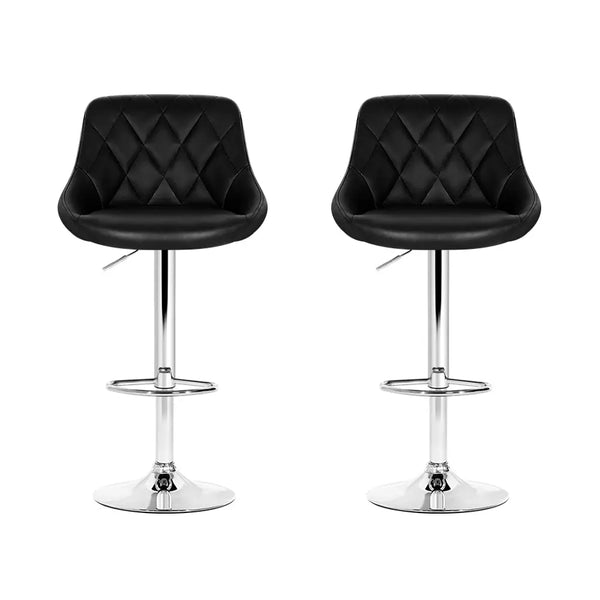 Artiss Set of 2 Bar Stools PU Leather Diamond Style - Black Deals499
