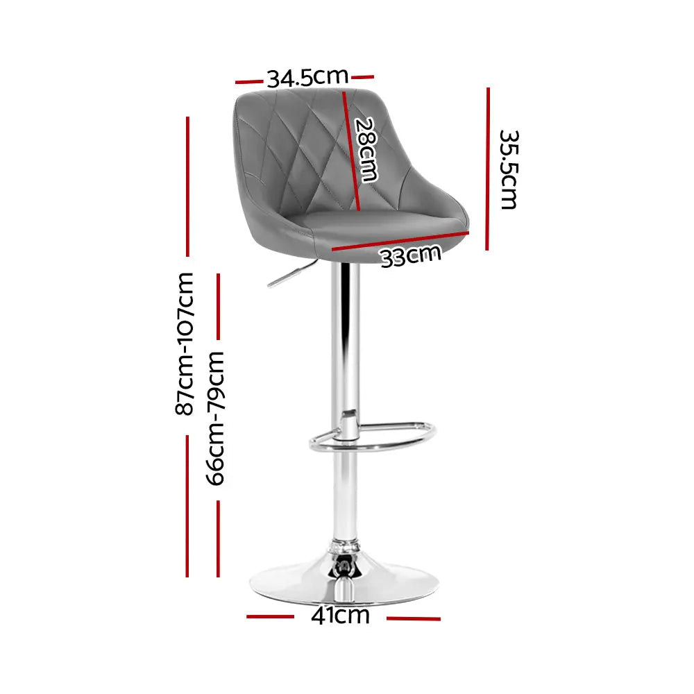 Artiss Set of 2 Bar Stools PU Leather Diamond Style - Grey Deals499