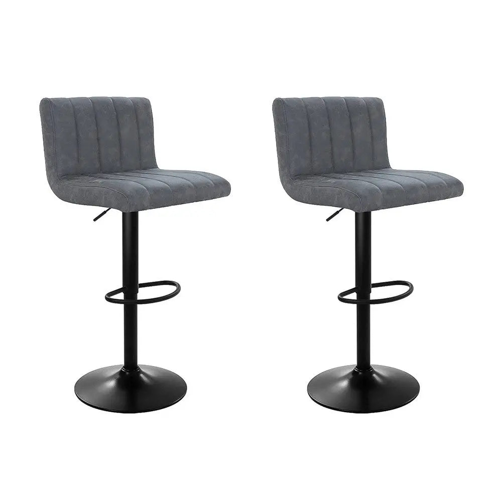 Artiss Set of 2 Bar Stools PU Leather Line Style - Grey Deals499