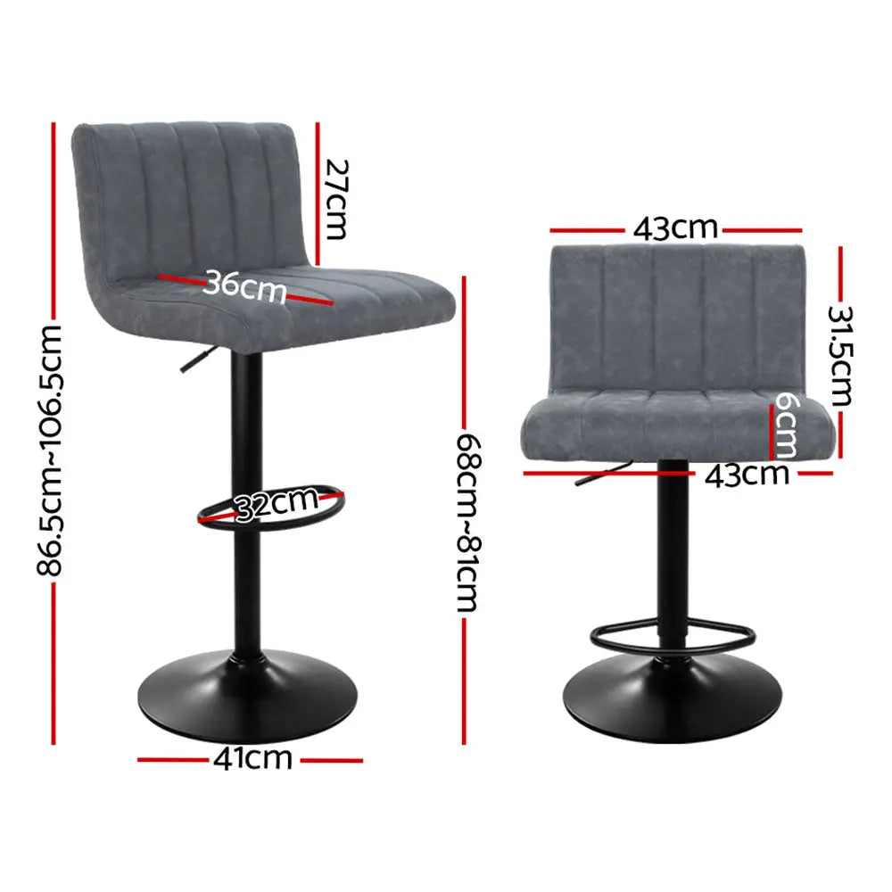 Artiss Set of 2 Bar Stools PU Leather Line Style - Grey Deals499