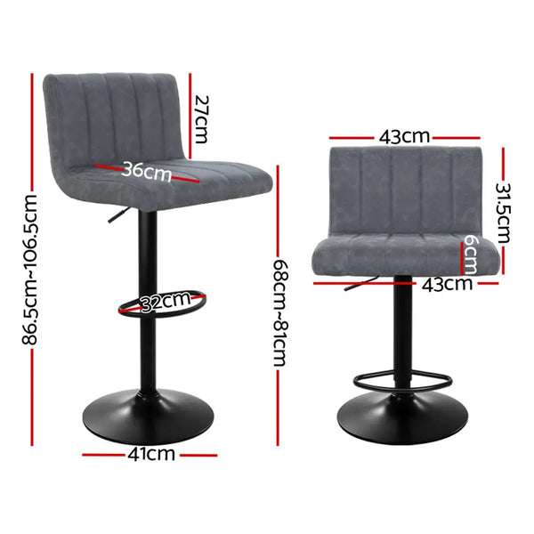 Artiss Set of 2 Bar Stools PU Leather Line Style - Grey Deals499