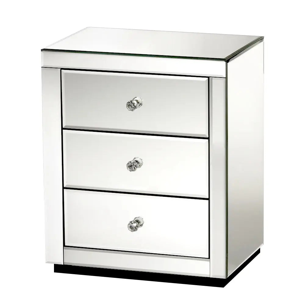 Artiss Set of 2 Bedside Tables Drawers Mirrored Side End Table Cabinet Nightstand Deals499