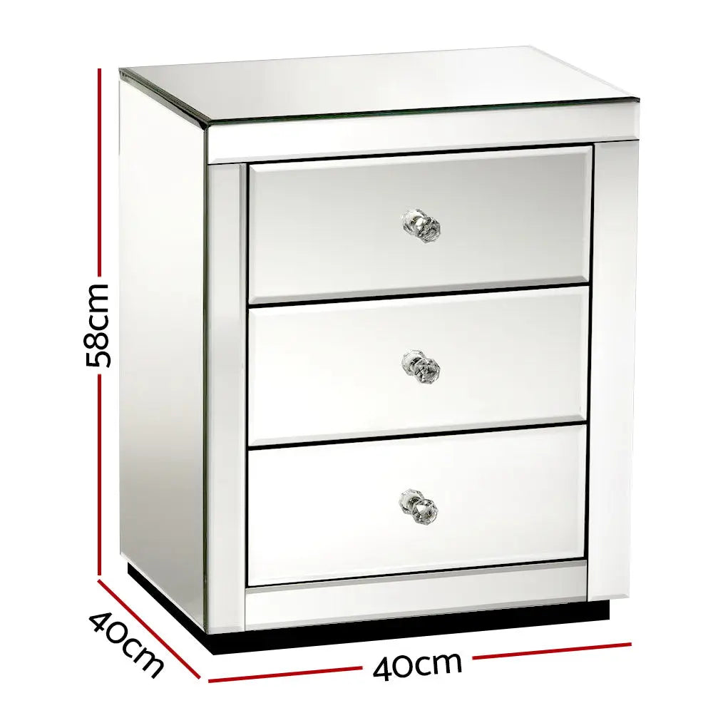 Artiss Set of 2 Bedside Tables Drawers Mirrored Side End Table Cabinet Nightstand Deals499
