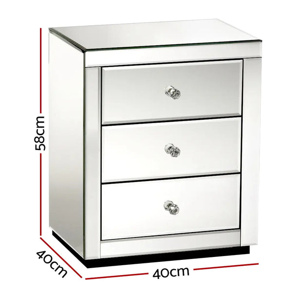 Artiss Set of 2 Bedside Tables Drawers Mirrored Side End Table Cabinet Nightstand Deals499