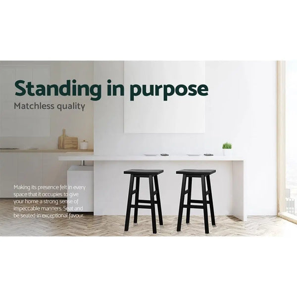 Artiss Set of 2 Beech Wood Bar Stools - Black Deals499