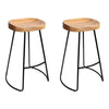 Artiss Set of 2 Elm Wood Backless Bar Stools 65cm - Black and Light Natural Deals499