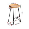 Artiss Set of 2 Elm Wood Backless Bar Stools 65cm - Black and Light Natural Deals499