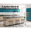 Artiss Set of 2 Elm Wood Backless Bar Stools 65cm - Black and Light Natural Deals499