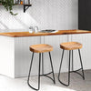 Artiss Set of 2 Elm Wood Backless Bar Stools 65cm - Black and Light Natural Deals499