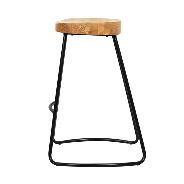 Artiss Set of 2 Elm Wood Backless Bar Stools 75cm - Black and Light Natural Deals499