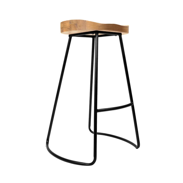 Artiss Set of 2 Elm Wood Backless Bar Stools 75cm - Black and Light Natural Deals499