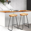 Artiss Set of 2 Elm Wood Backless Bar Stools 75cm - Black and Light Natural Deals499
