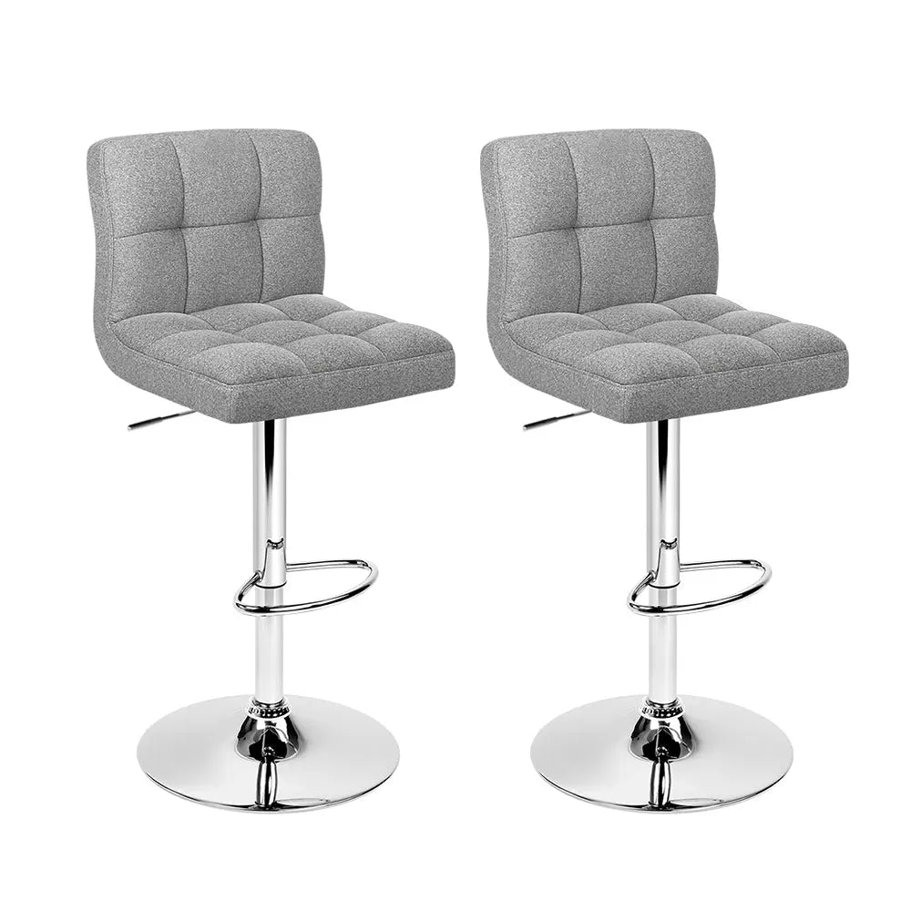 Artiss Set of 2 Fabric Swivel Bar Stools - Grey Deals499
