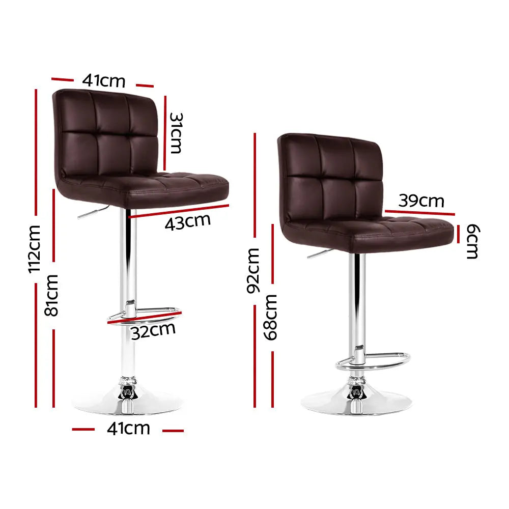 Artiss Set of 2 Gas Lift Bar Stools PU Leather - Chocolate Brown Deals499