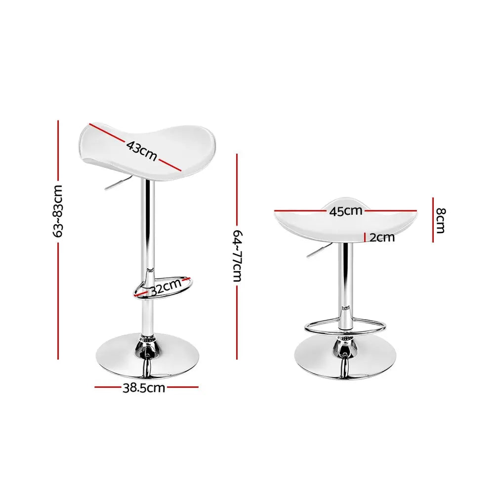 Artiss Set of 2 Gas Lift Bar Stools PU Leather - White and Chrome Deals499
