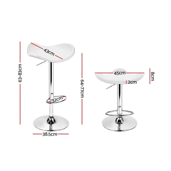 Artiss Set of 2 Gas Lift Bar Stools PU Leather - White and Chrome Deals499