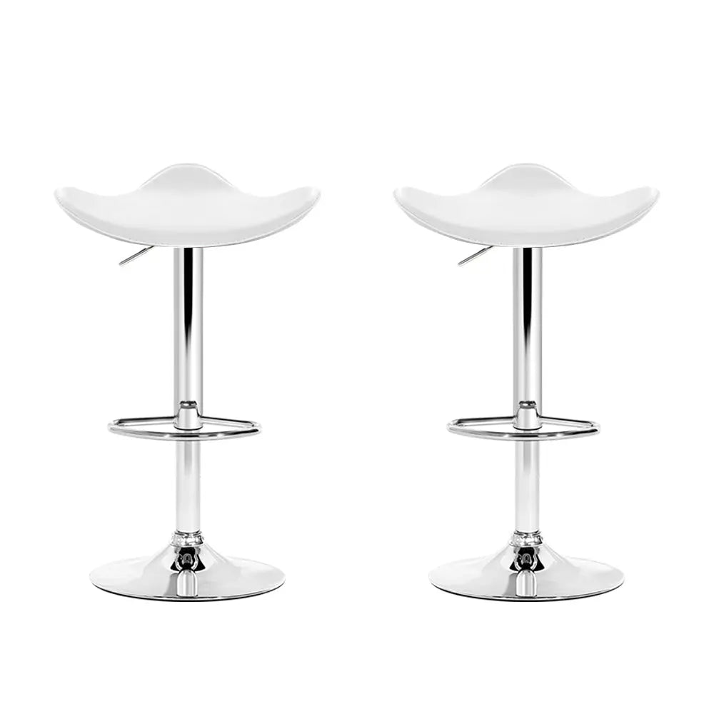 Artiss Set of 2 Gas Lift Bar Stools PU Leather - White and Chrome Deals499