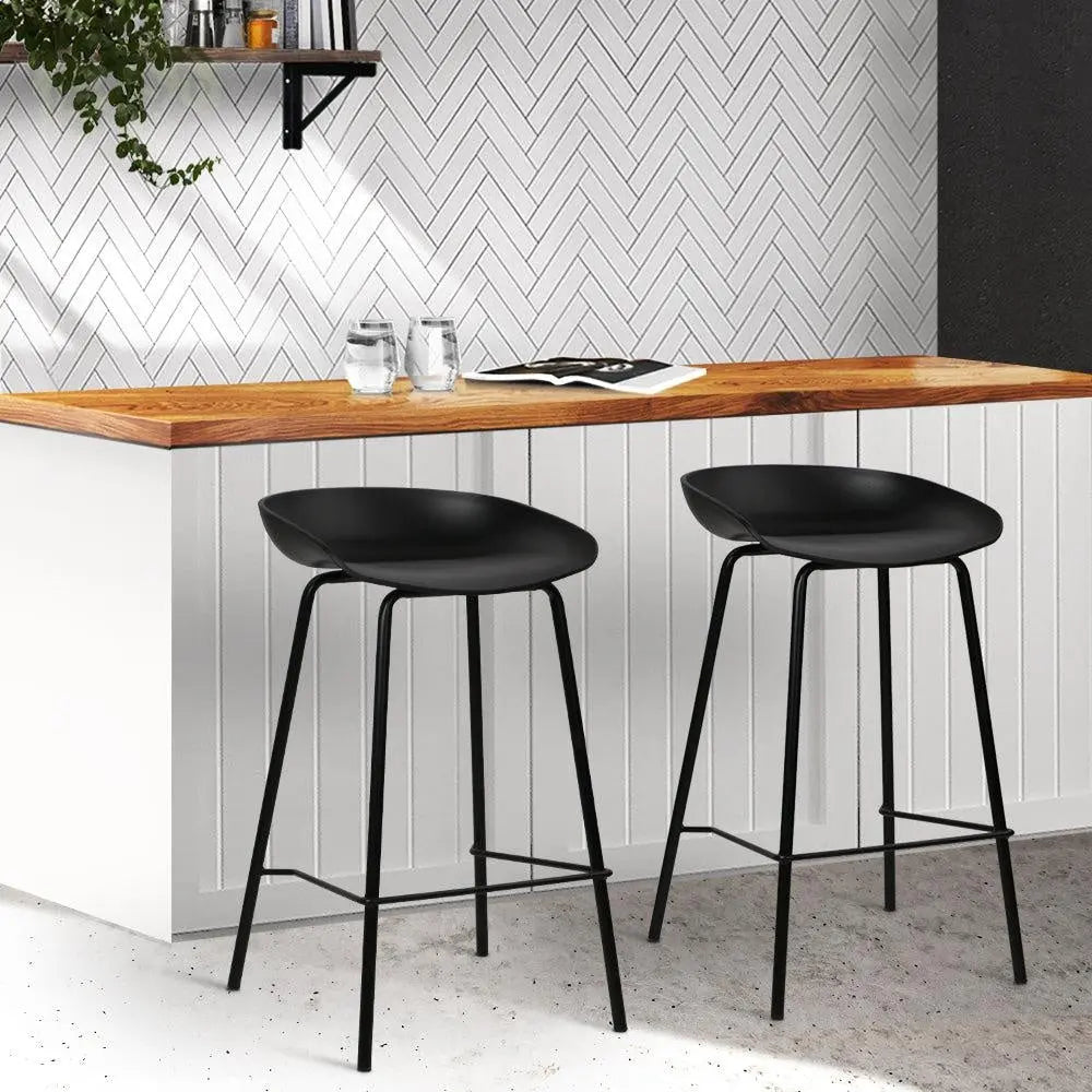 Artiss Set of 2 Metal Bar Stools - Black Deals499
