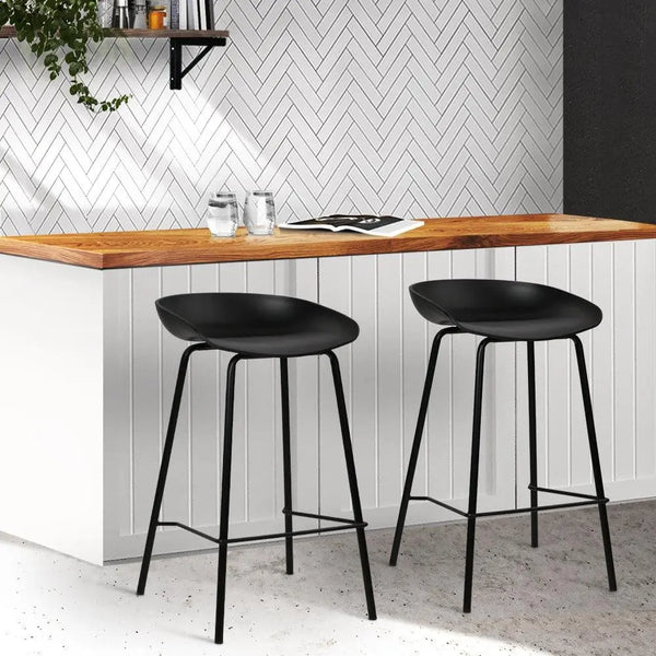 Artiss Set of 2 Metal Bar Stools - Black Deals499