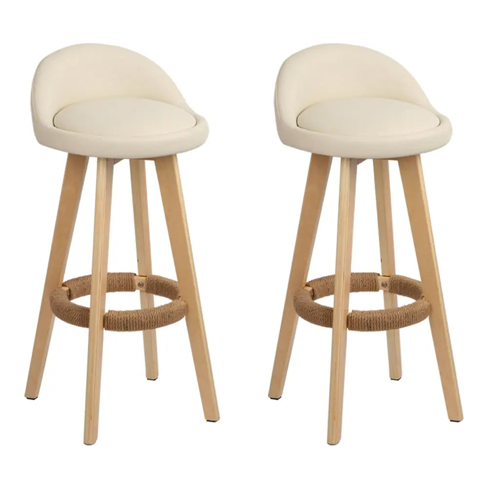 Artiss Set of 2 PU Leather Backrest Bar Stools - Beige Deals499