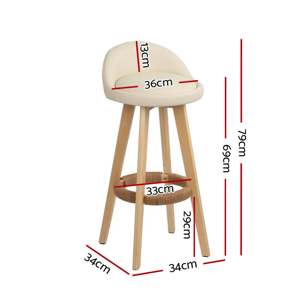 Artiss Set of 2 PU Leather Backrest Bar Stools - Beige Deals499