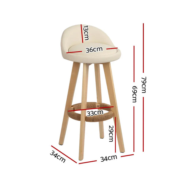 Artiss Set of 2 PU Leather Backrest Bar Stools - Beige Deals499