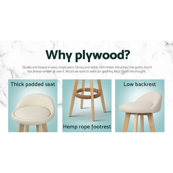 Artiss Set of 2 PU Leather Backrest Bar Stools - Beige Deals499