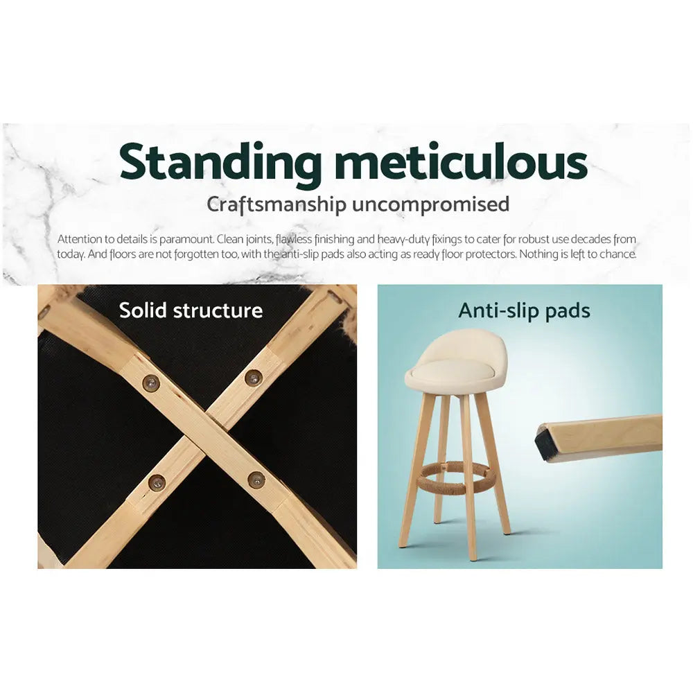 Artiss Set of 2 PU Leather Backrest Bar Stools - Beige Deals499